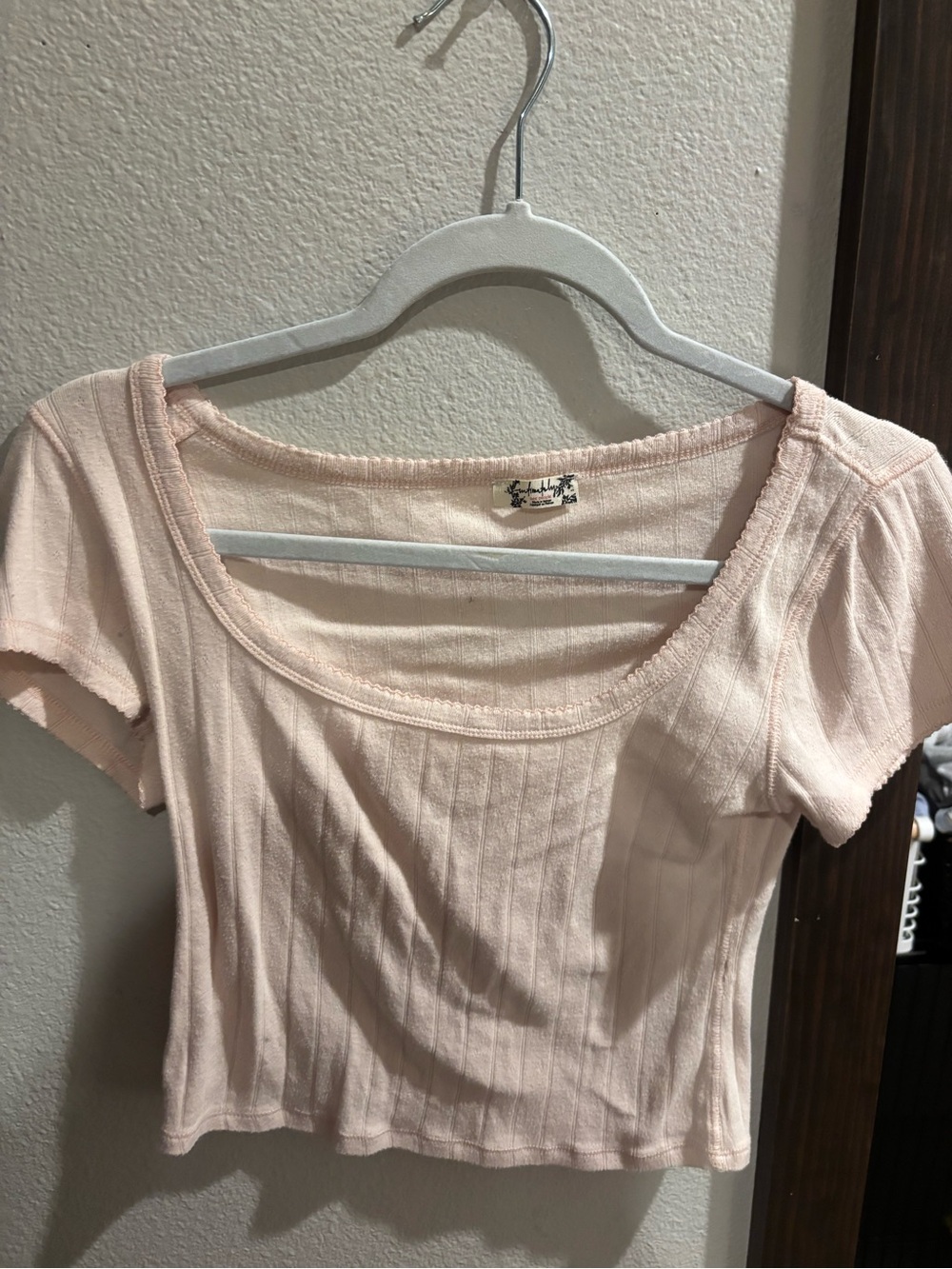 Free People Ribbed Scoop-Neck Crop Top - Light Pink